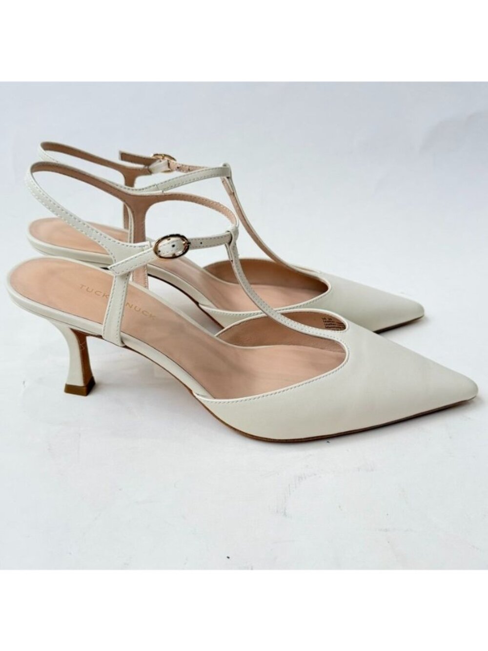 Tuckernuck Margot T-Strap Kitten Heel Pumps Ivory Women's 10